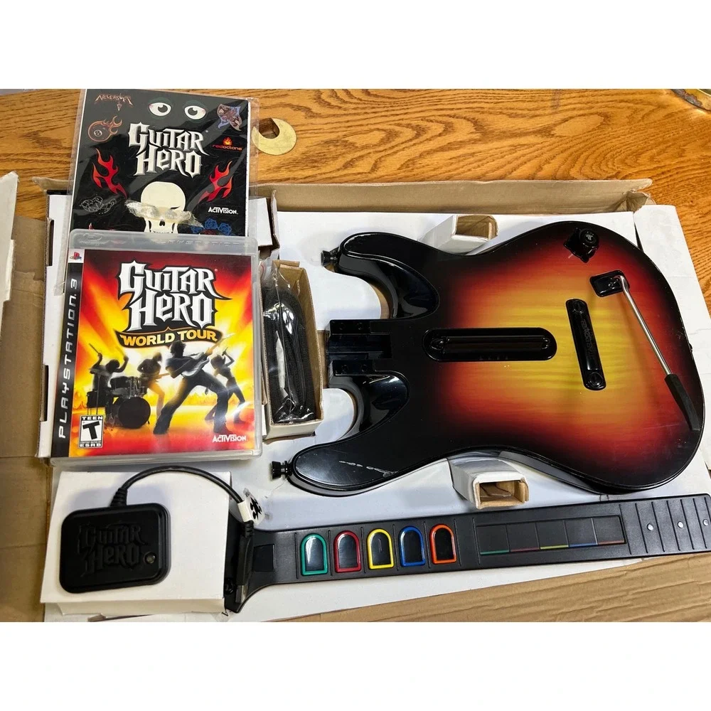 Guitar Hero World Tour PS3 Bundle Wireless Guitar Game Dongle Activision 2008